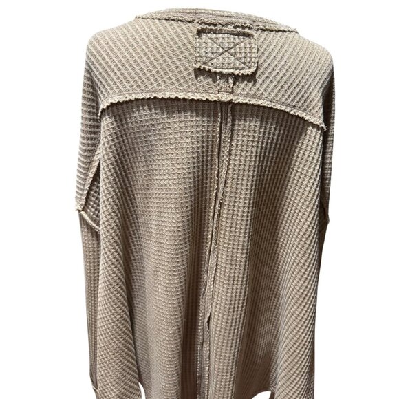 NEW FREE PEOPLE womens M Brown waffle knit cutout v neck Top sweater Tunic - Picture 6 of 10